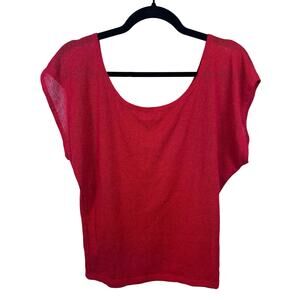 Taylor Jay Red Sheer Open Knit Crop Top Women’s Medium Made in Oakland